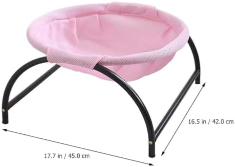 Beaupretty Cat Hammock Bed with Stable Support, Four Iron Legs, Pink Mesh