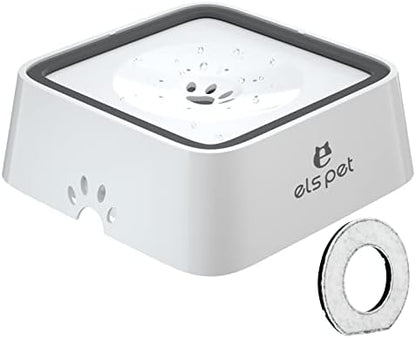 ELS PET White 2L Dog Water Bowl, No Spill Carbon Filter, for Dogs Cats