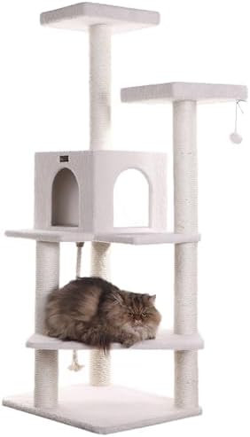 Armarkat B5701 Real Wood 57-Inch Cat Tree, Ivory, 28"(L)X25"(W)X57"(H) (ARMARKAT-B5701)