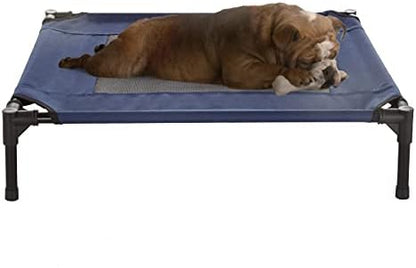 Elevated Dog Bed - 30x24-Inch Portable Pet Bed with Non-Slip Feet - Indoor/Outdoor Dog Cot or Puppy Bed for Pets up to 50lbs by PETMAKER (Blue)