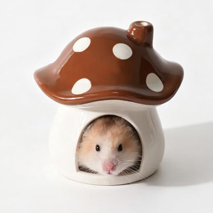 Ceramic Hamster Hideout Mushroom Chew Proof Syrian Hide Cool Bed