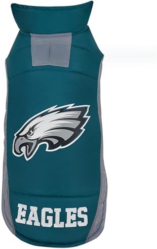 NFL Philadelphia Eagels Puffer Vest for Dogs & Cats, Size Large. Warm, Cozy, and Waterproof Dog Coat, for Small and Large Dogs/Cats. Best NFL Licensed PET Warming Sports Jacket