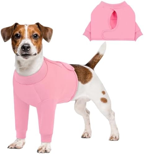 Queenmore Recovery Sleeve for Dogs Front Leg, Dog Recovery Sleeves, Dog Surgical Recovery Suit Female, Pet Elbow Protector Cone Collar Alternatives, Pink, XS