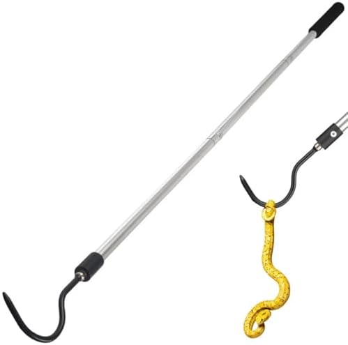 Snake Hook, 35"-65" Reptile Snake Hook Heavy Duty Long for Ball Python Rattlesnakes Rattle Copperhead Removal with Sponge Grip and Stainless Steel Rubber Tip Hook (55inch)
