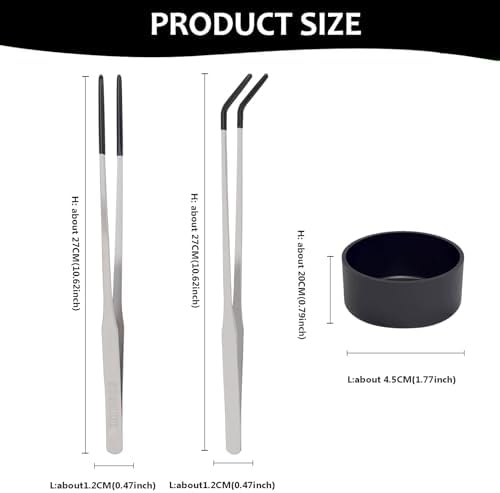 3 Pack Reptile Feeding Tongs&Bowl Set,10.62",Rubber Tips(B-Silver)