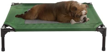 Elevated Dog Bed ? 30x24 Portable Bed for Pets with Non-Slip Feet Indoor/Outdoor Dog Cot or Puppy Bed for Pets up to 50lbs by Petmaker (Green)