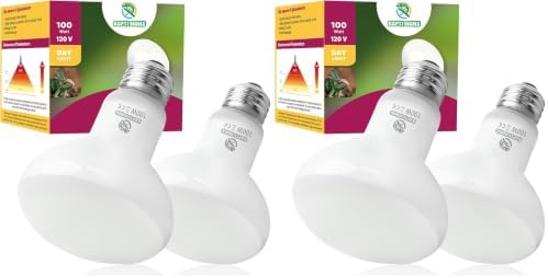 Reptile Heat Lamp Bulbs, Simulate Natural Sunlight Heat Light Bulb, 4 Pack 100W Amphibian Terrarium Basking Spot Lamp for Reptile, Bearded Dragon, Lizard, Turtle, Snake