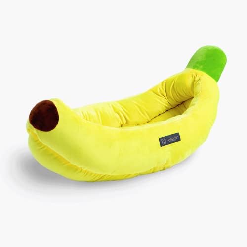 NANDOG Insta Fun Banana Dog & Cat Bed - Ultra Soft Micro Plush with Foam Cushioning - Cozy & Supportive Pet Lounger with Fun Fruit-Inspired Design