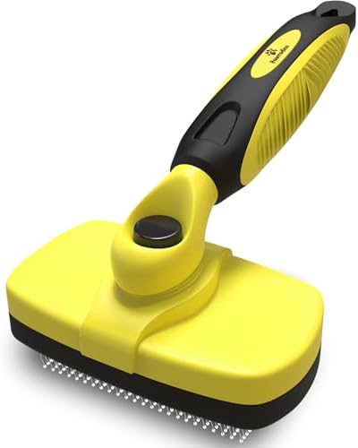 Deshedding Dog Brush for Shedding – Self Clean Cat Brush Deshedding & Grooming Tool for Long Haired and Short Haired Dogs, Slicker Brushes for Dogs, Skin-Friendly, Retractable Bristles, Easy to Clean