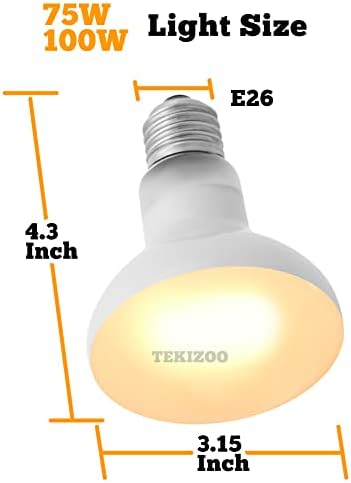Heat Lamp Bulbs Reptile Basking Light Spot Daylight for Bearded Dragon,Lizard,Tortoise,Amphibian 75W(2 Pack)