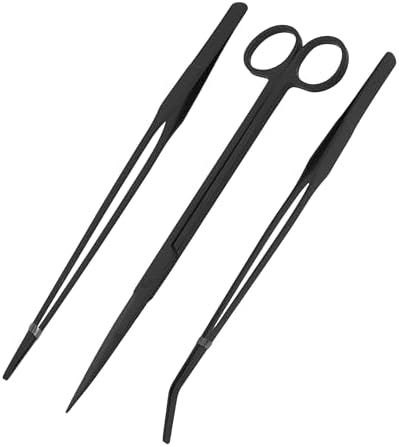 Mandala Crafts Black 10 Inch Aquascaping Tools Kit for Aquarium Terrariums