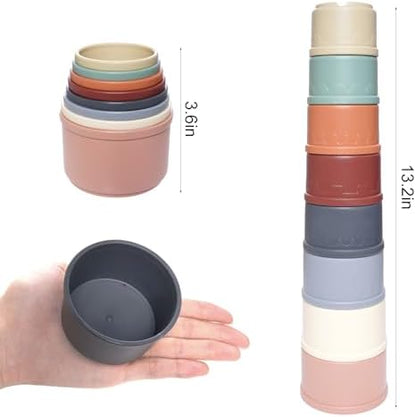 8 Pcs Stacking Cups for Rabbits, Multi-Colored Bunny Toys of Different Sizes, Nesting Cups Toys for Small Animals Hiding Food and Playing