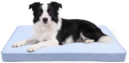 Cooling Dog Bed for Large Dogs, Orthopedic Memory Foam Pet Bed for Crate with Removable Washable Cover,Ideal for Arthritic Dogs (Cooling Fabric, Large-35"x 22" x 3")
