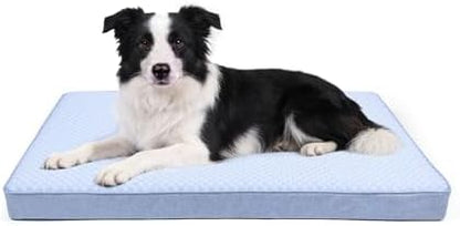 Cooling Dog Bed for Large Dogs, Orthopedic Memory Foam Pet Bed for Crate with Removable Washable Cover,Ideal for Arthritic Dogs (Cooling Fabric, Large-35"x 22" x 3")