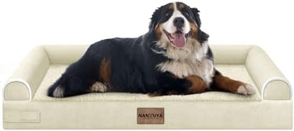 NANUYA Orthopedic Dog Bed for Jumbo Dogs, 53 x 42 Inch, Beige