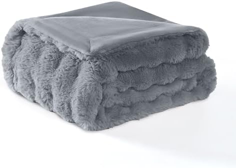 Modern Threads Water-Resistant Faux Rabbit Fur Pet Blanket for Dogs & Cats – Ultra-Soft Couch, Bed & Crate Protector, 50x60 Dark Grey