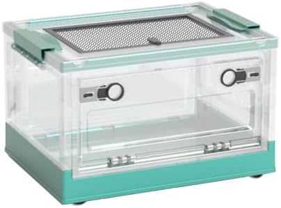 Large Portable Reptile Tank with Multi-Observation Perspective Foldable and Bottom Pulley, Ideal Habitat for Gecko, Frog, Spider and so on (Blue)