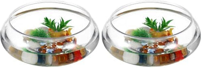 GANAZONO Clear Fish Bowl Vase Bubble Round Planter Terrarium Fish Bowl Aquatic Plant Pot Daffodil Pot Hydroponic Planter Tank Aquarium (Pack of 2)