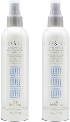 BioSilk for Dogs Silk Therapy Waterless Dog Shampoo Spray, 8 Fl Oz, 2-Pack