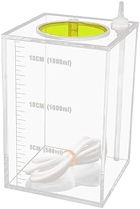 Aquarium Choice Acryli Made Liquid Storage Bucket Doing Pump Reservoir Container (4.25 * 4.25 * 6.5 Inch;1500ml/1.5L（Yellow）)