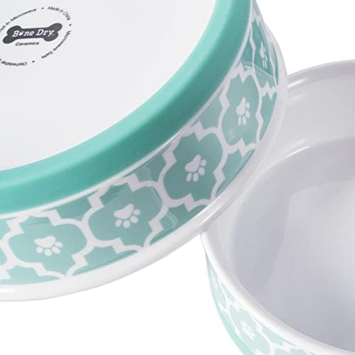 Bone Dry Lattice Collection Pet Bowl & Canister, Single Dish, Small 4.25x2", Aqua