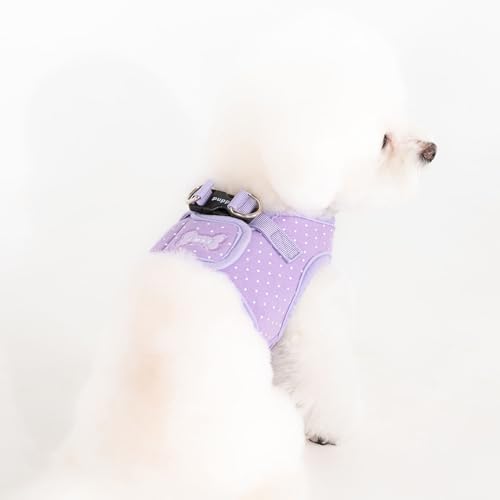 Puppia Dotty Dog Vest Harness B (Step-in) Fashionable Polka Dot Pattern Spring Summer Harness for Small Dogs, Violet, Medium