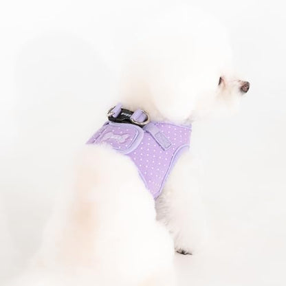 Puppia Dotty Dog Vest Harness B (Step-in) Fashionable Polka Dot Pattern Spring Summer Harness for Small Dogs, Violet, Medium
