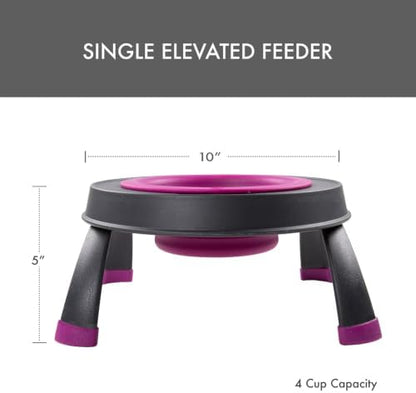 Dexas Pets Single Elevated Pet Feeder/Pet Bowl, 4 Cup Capacity, Fuchsia, Large/4 Cup Capacity