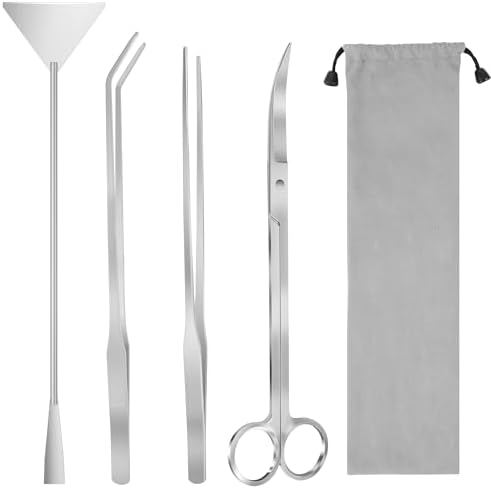 Aquarium Aquascape Tools Kit, 4 Pcs Stainless Steel Aquascaping Set