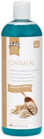 Top Performance Oatmeal Dog Shampoo and Cat Shampoo, 17 Oz. – Provides Remedy for Dry, Irritated and Itchy Skin on Pets