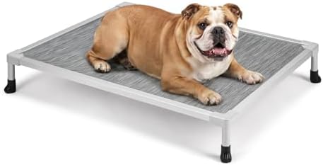 Veehoo Chew Proof Elevated Dog Bed, Silver Aluminum Dog Cot, Pre-Assembled