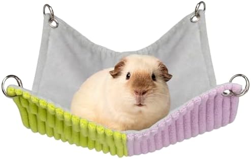 BESNEW Enlarged Guinea Pig Hammock,Bunny Ferret Hamster Small Animal Hammock for Hiding Sleeping,Wooden Guinea Pig Hammock Accessories