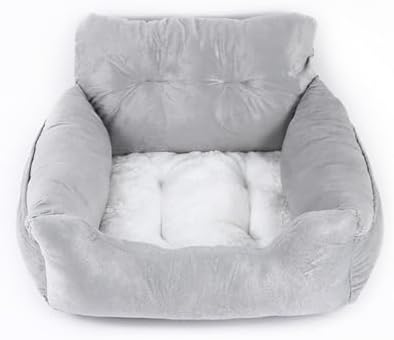 Dog Bed, Removable and Washable car Litter pet cat and Dog car Sofa Litter Suitable for Travelling. (Grey (Non-Removable))