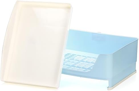 Yesland Large Rabbit Litter Box with Drawer - Corner Toilet Trainer for Adult Bunny, Guinea Pigs, Ferret, Chinchilla, Small Animals - Easy Clean Plastic Pet Pan, Blue (15.75" L x 11.4" W)