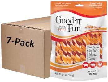 Good 'n' Fun Twists Long-Lasting Dog Treat, Real Protein, 22 Count (7 Pack)