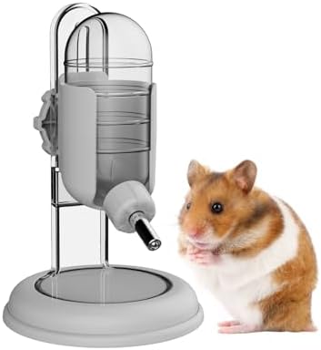 Hamster Water Bottle with Stand, 4oz Water Dispenser for Syrian Dwarf Hamsters Gerbils Mice Rats Degus (Gray)