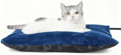 MARUNDA Outdoor Heated Cats Bed - 100% Waterproof Outdoor Heated Pet Bed with Double Built-in AutoThermostat - Heated Pet Bed for Outside Animals (16" x 12" (M), Blue)
