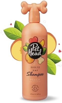 Pet Head Quick Fix 2 in 1 Dog Shampoo & Conditioner | Peach Scent |16fl oz.