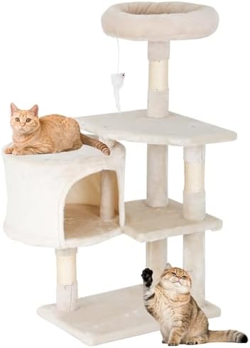FDW | 36" Cat Tree Tower | Beige | Multi-Level Indoor Activity Center