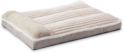 Dog Bed for Large Dogs, Dog Mattress with Pillow for Crate Kennel, Sofa pet Bed, Super Soft pet Bed for Medium, Jumbo, Small Dogs Breeds (Beige, XX-Large:(46"x30"x4")
