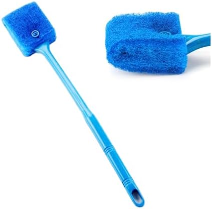 SunGrow Aquarium, Crested Gecko, Hermit Crab Sponge Scraper Cleaner, 16” x 2”, Double-Sided Blue Sponge, Freshwater & Saltwater Fish Tank Maintenance, for Glass Surfaces Only