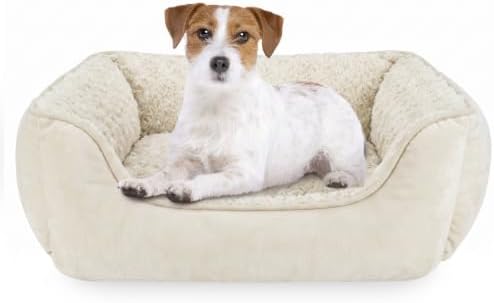 JOEJOY Rectangle Dog Bed for Large Medium Small Dogs - Washable Orthopedic Sofa Bed, Soft Breathable Puppy & Pet Cuddler, Durable Calming Dog Bed with Anti-Slip Bottom, Multiple Sizes, Cream