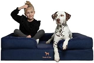 NOAH & PAW XL Dog Bed, 45x35x11 Inch, Orthopedic Large Dog Beds, Eggshell Memory Foam Infused with Cooling Gel, Inner Cover, Water Resistant, Machine Washable (Denim Sofa Collection)