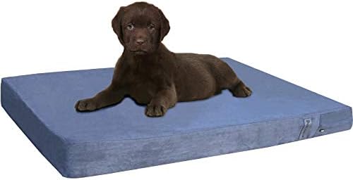 Dogbed4less Orthopedic Gel Memory Foam Pet Dog Bed, Waterproof Liner with External Microsuede Cover and Bonus Antislip Cover (Microsuede Gray, 37"X27"X4" Inches)