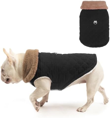 BEAUTYZOO Warm Dog Puffer Jacket Vest,Dog Winter Coat with Harness,Black XS