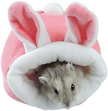 WishLotus Hamster Bed, Mini Soft and Warm Hamster House Cute Non-Slip Hamster Sleeping nest Small Animals Bedding House for Dwarf Hamsters, Mini Hedgehogs and Small Pets (Pink)