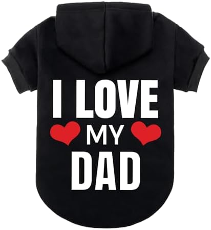 EXPAWLORER Dog Hoodies for Small Medium Large Dogs,Love DAD Black S