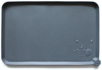 Hoki Found L Silicone Pet Food Mats - Non Slip Pet Dog Cat Bowl Mats - Gray