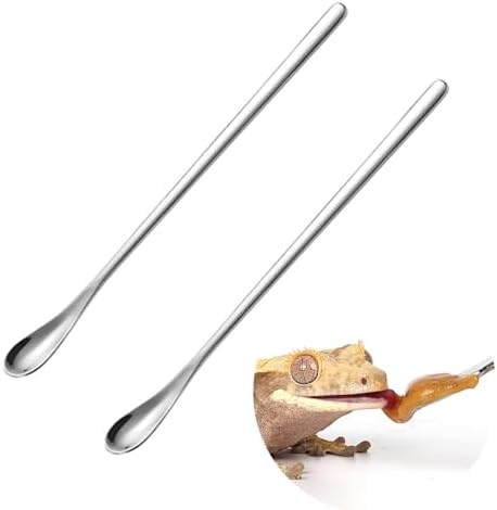 2Pcs Crested Gecko Feeding Spoon, Reptile Powder Food Mixing Spoon