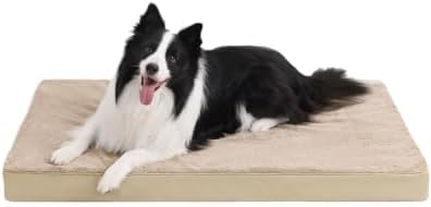 KSIIA Orthopedic Dog Bed for Large Dogs with Waterproof Lining, Khaki,35x22